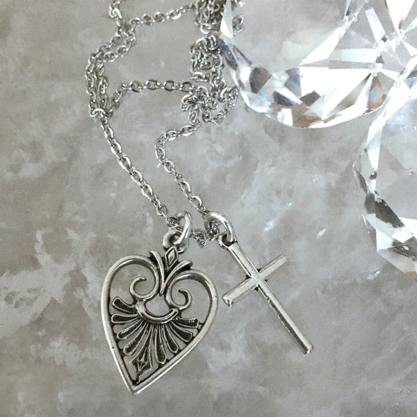 bbeni heart and cross necklace