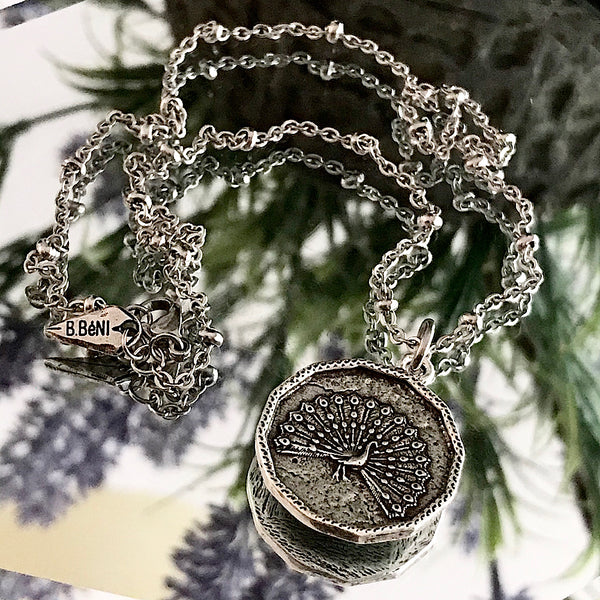 bbeni peacock coin necklace
