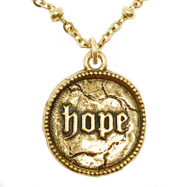 Hope Coin on Beaded Chain Necklace