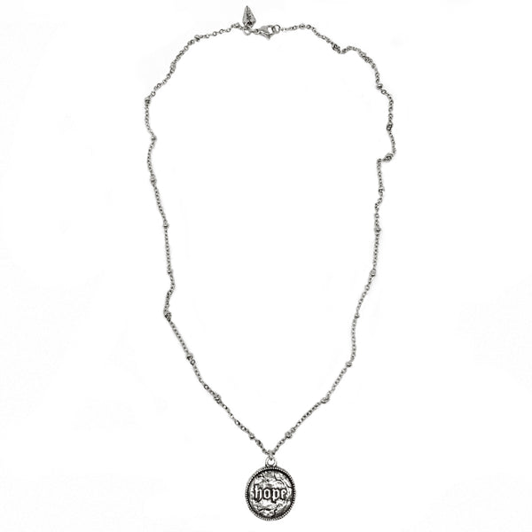 Hope Coin on Beaded Chain Necklace
