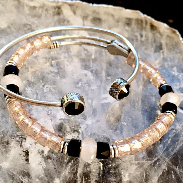 Believe Silver Beaded Bangle