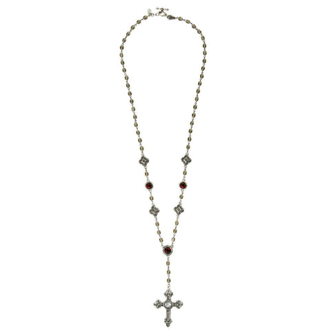 Keturah Long Silver & Gold Layered Cross Necklace