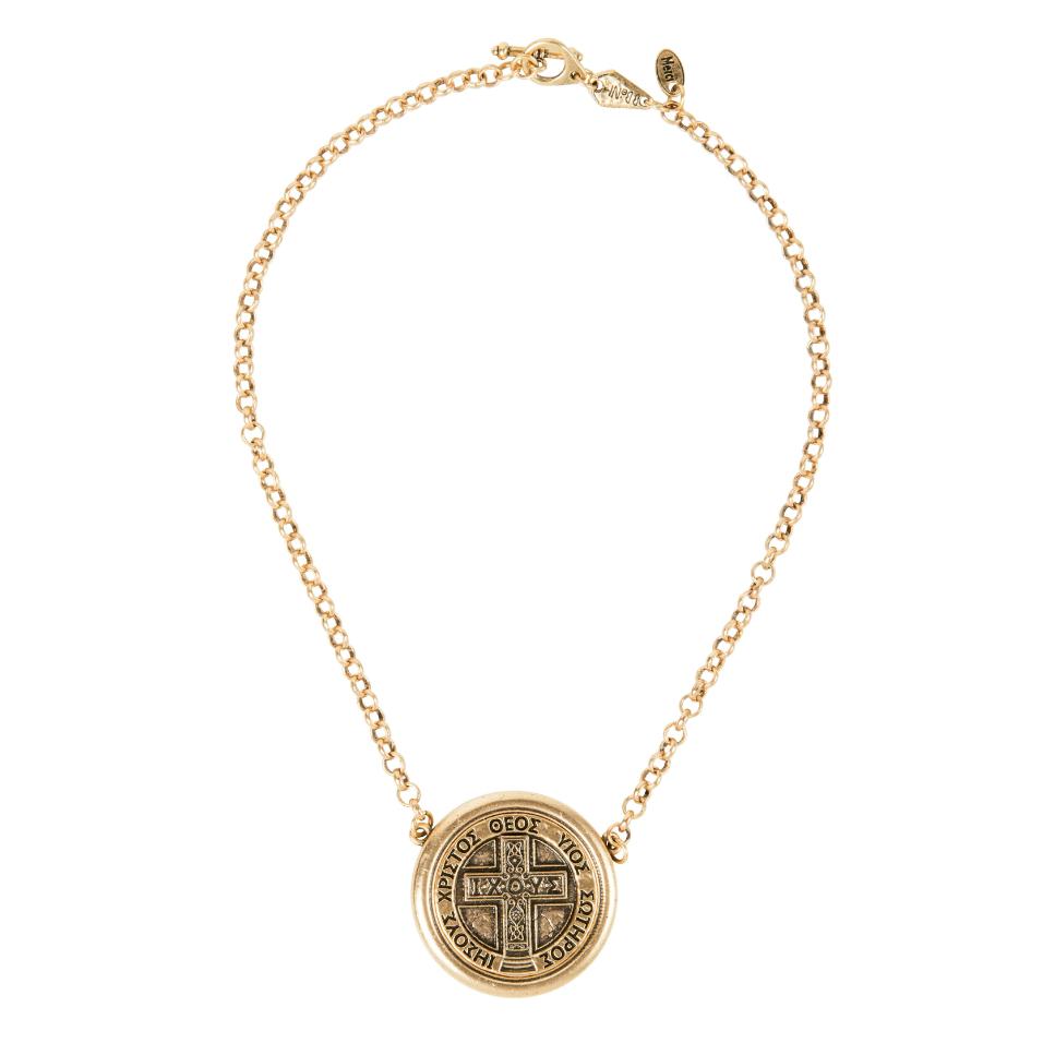Evangeline Chunky Greek Cross Coin Necklace