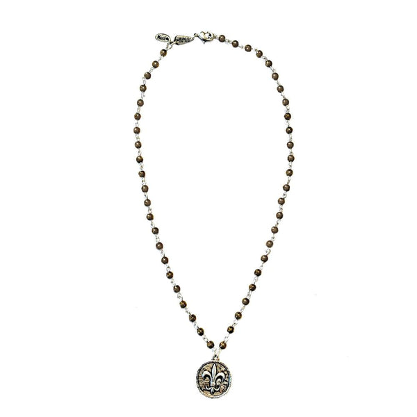 Fleur-de-Lis Coin Beaded Necklace NEW!