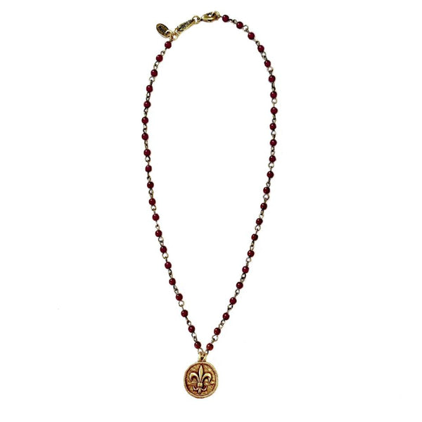 Fleur-de-Lis Coin Beaded Necklace NEW!