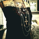 Keturah long double layer gold & silver cross necklace