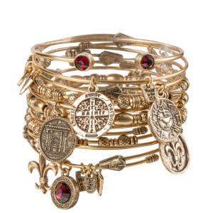 Garnet Crystal & Gold Cuff Bracelet