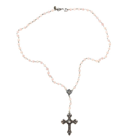 Keturah Long Silver & Gold Layered Cross Necklace