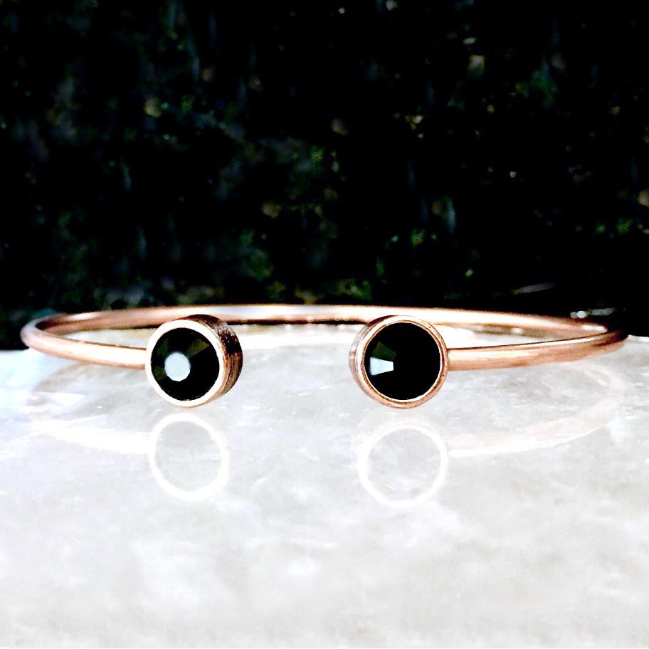 Jet Crystal & Rose Gold Cuff Bracelet