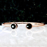 Jet Crystal & Rose Gold Cuff Bracelet