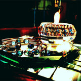 Jet Crystal & Rose Gold Cuff Bracelet