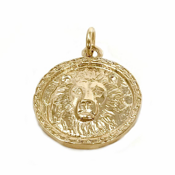 Solid 14K Lion head coin pendant