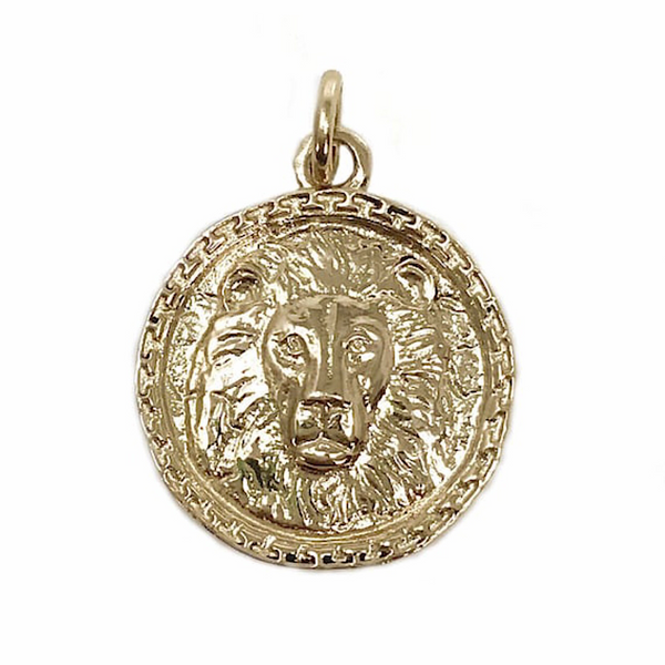 Solid 14K Lion head coin pendant