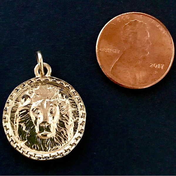 Solid 14K Lion head coin pendant