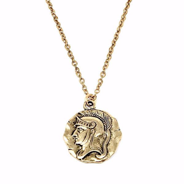 Old Roman Head Gold Coin And Cross Necklace - New!