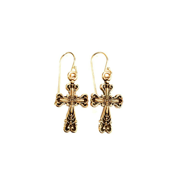 Old World Cross Earrings
