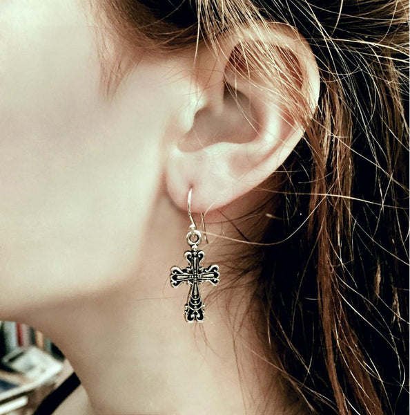 Old World Cross Earrings