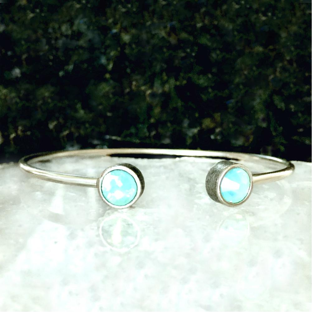 Pacific Blue Opal Crystal & Silver Cuff Bracelet