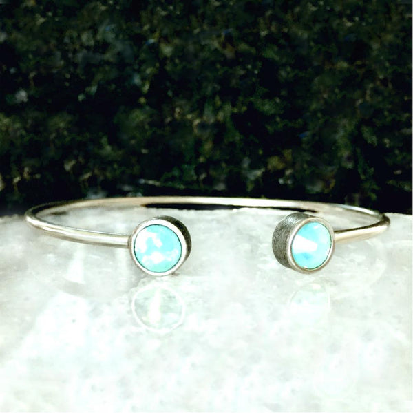 Pacific Blue Opal Crystal & Silver Cuff Bracelet