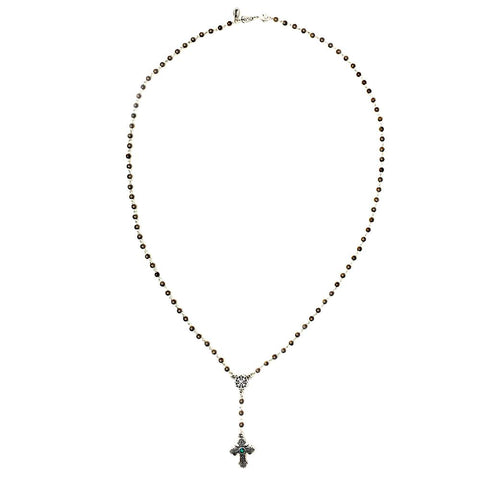 Keturah Long Silver & Gold Layered Cross Necklace