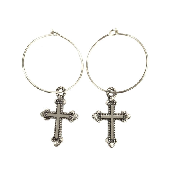 Resurrection Cross Hoop Earrings