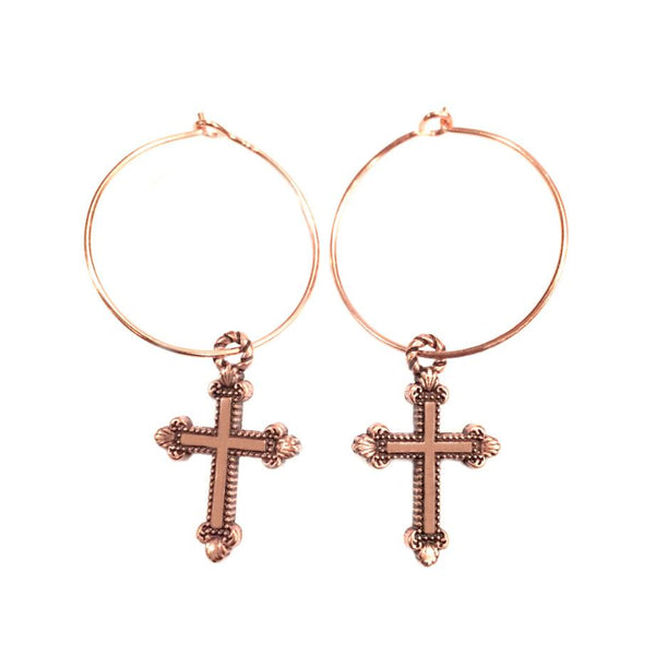 Resurrection Cross Hoop Earrings