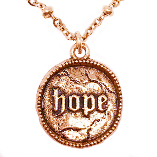 Hope Coin on Beaded Chain Necklace