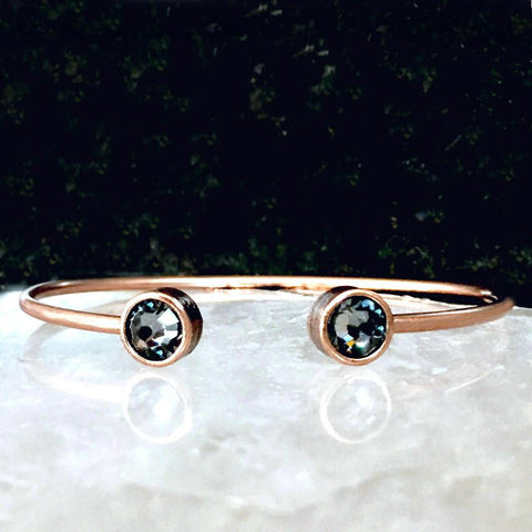 Silver Night Crystal & Silver Cuff Bracelet