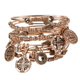 Silver Night Crystal & Rose Gold Cuff Bracelet