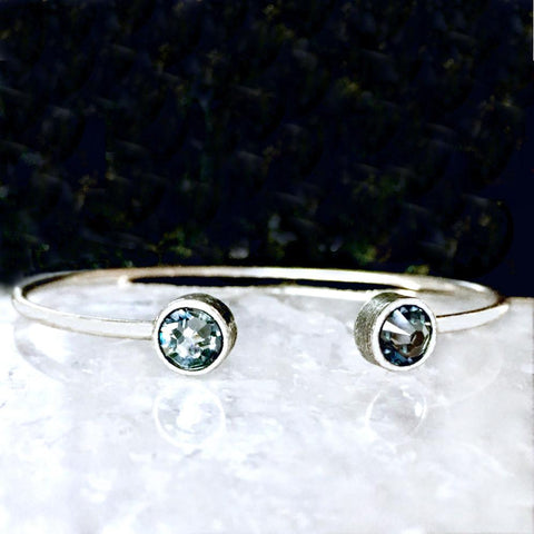 Silver Night Crystal & Silver Cuff Bracelet