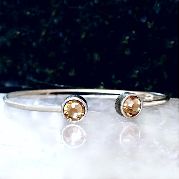 Topaz Crystal & Silver Cuff Bracelet