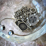 White Opal Crystal & Silver Cuff Bracelet