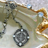 White Opal Crystal & Silver Cuff Bracelet