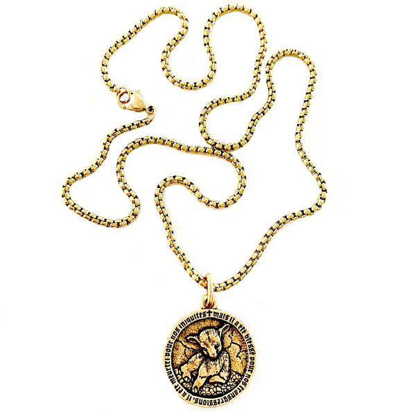 14k gold lamb necklace