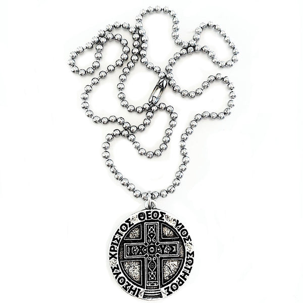 925sterlingsSilver plated IXOYE Cross Coin Necklace