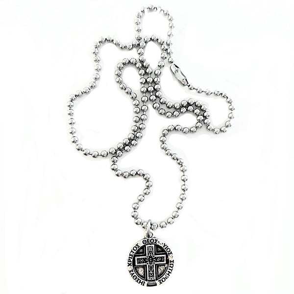 Silver Greek Cross IXOYE necklace