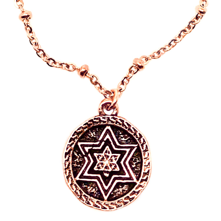 Jewish Israel Star of David Judaica Coin on Beaded Chain Necklace – B ...