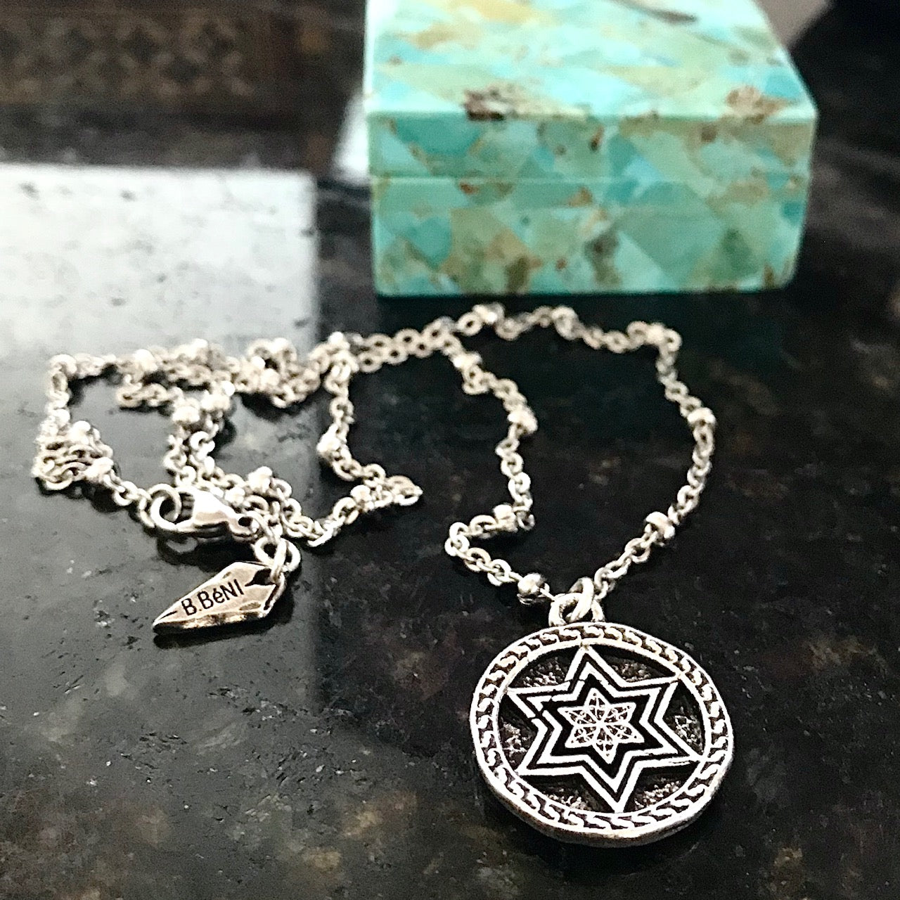 Jewish Israel Star of David Judaica Coin on Beaded Chain Necklace – B ...
