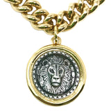 Bbeni heavy Miami Cuban link two tone lion coin necklace 