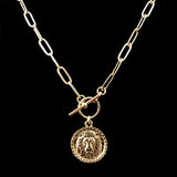 Bbeni lion coin necklace in gold with toggle clasp 