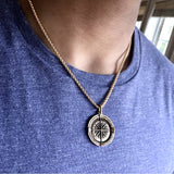 Bbeni men’s compass coin necklace  