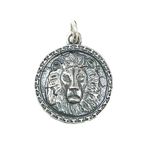 Solid .925 Sterling Silver Intrépide Lion Coin Charm Pendant