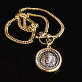 Gold silver lion coin necklace 