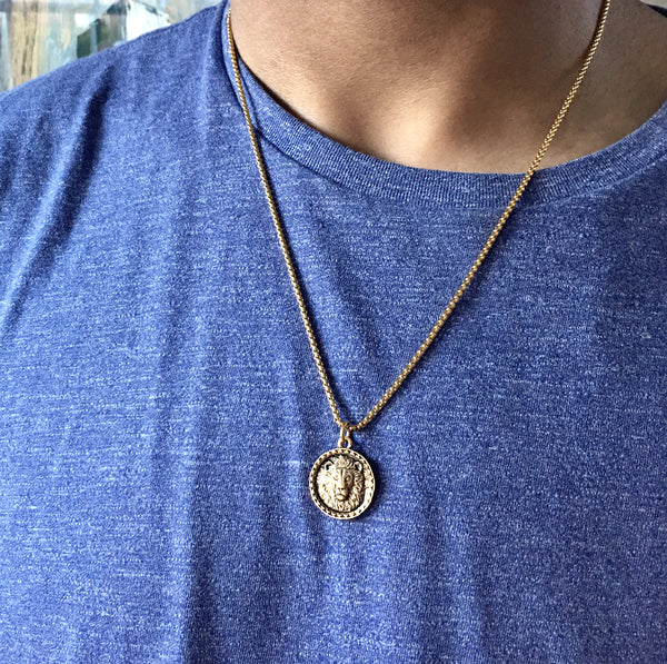 Bbeni lion coin necklace for men
