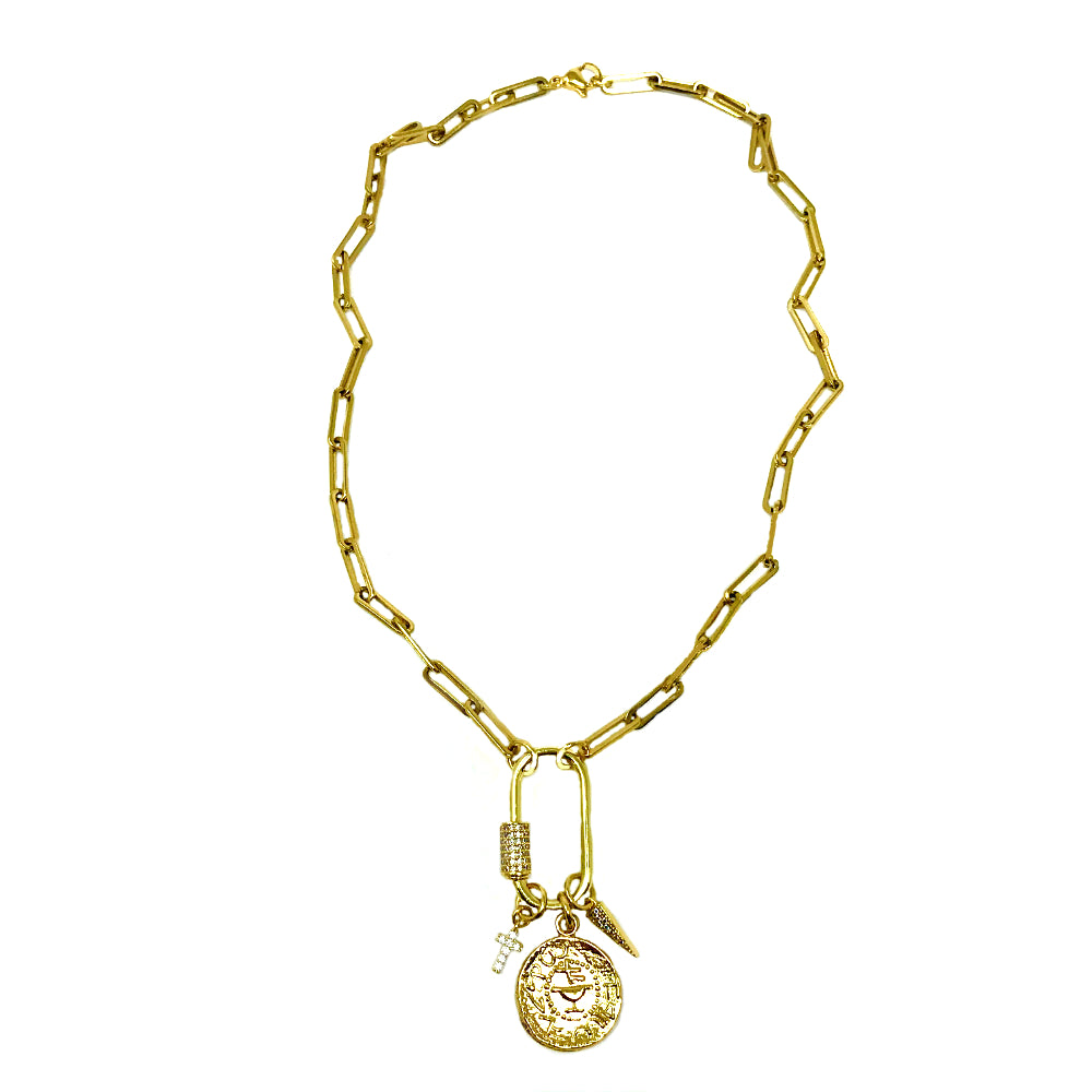 Gold Chunky Heart Charm Chain Necklace | New Look