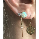 Bbeni cz diamond gold pave fleur de lis dangle earrings