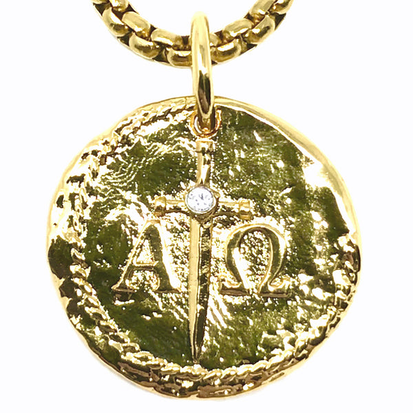 Bbeni alpha omega Greek Christian necklace gold silver for men