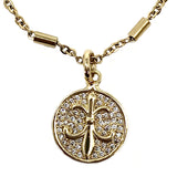 Bbeni diamond cz fleur de lis coin bar link necklace 