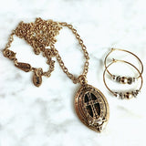 Bbeni gold cross marquis necklace 