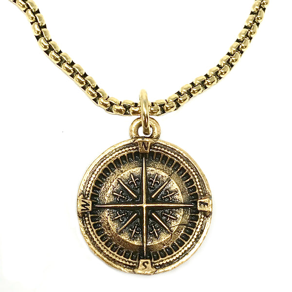 Bbeni gold compass coin necklace 